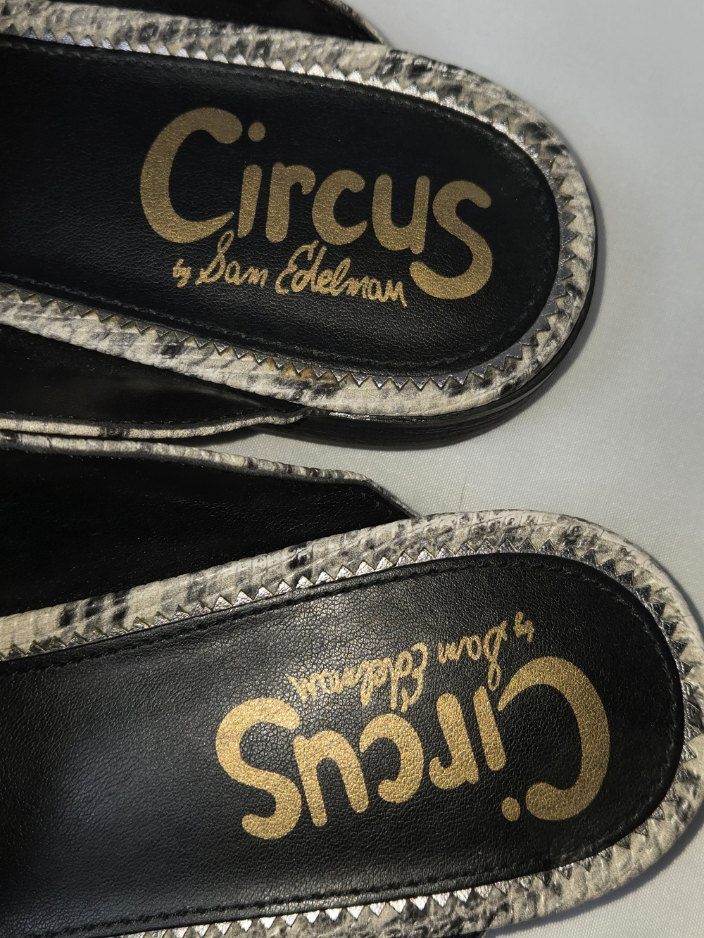 Circus by Sam Edelman Snake-Print Slip-On Mules in Beige and Black - Picture 3 of 7